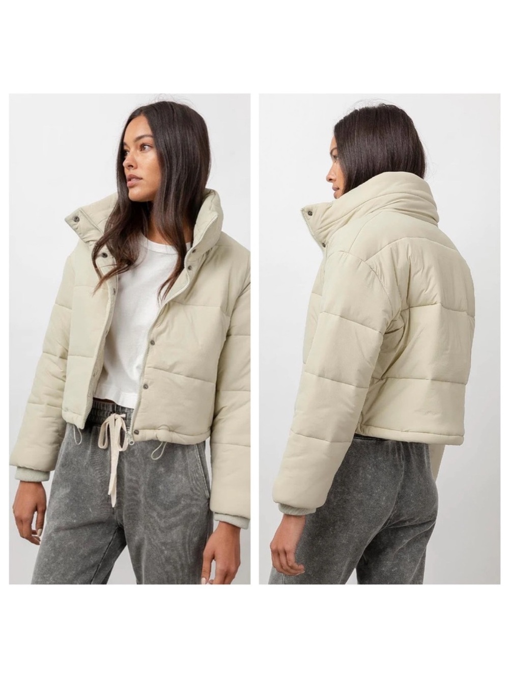 Rails Ezra Zip Up Puffer Jacket Pistachio Cream S